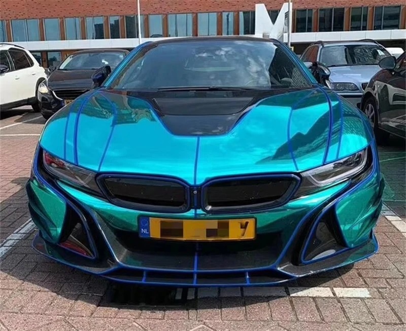 For  I8 2015-2021EB Style Forged Carbon Fiber Front Lip Spoiler, Side Skirt Lip Body Kit, Front Chin Diffuse Mirror Cover